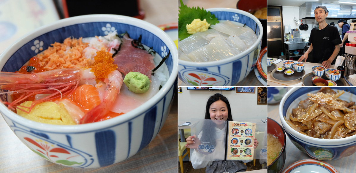 The seafood bowl restaurant on the second-floor of the Hakodate Morning Market Ekini ichiba
